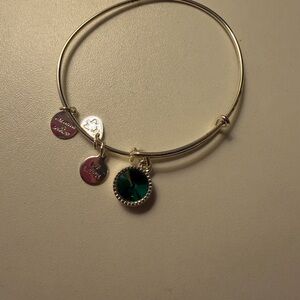 Alex and Ani Silver Bracelet with Green Charm